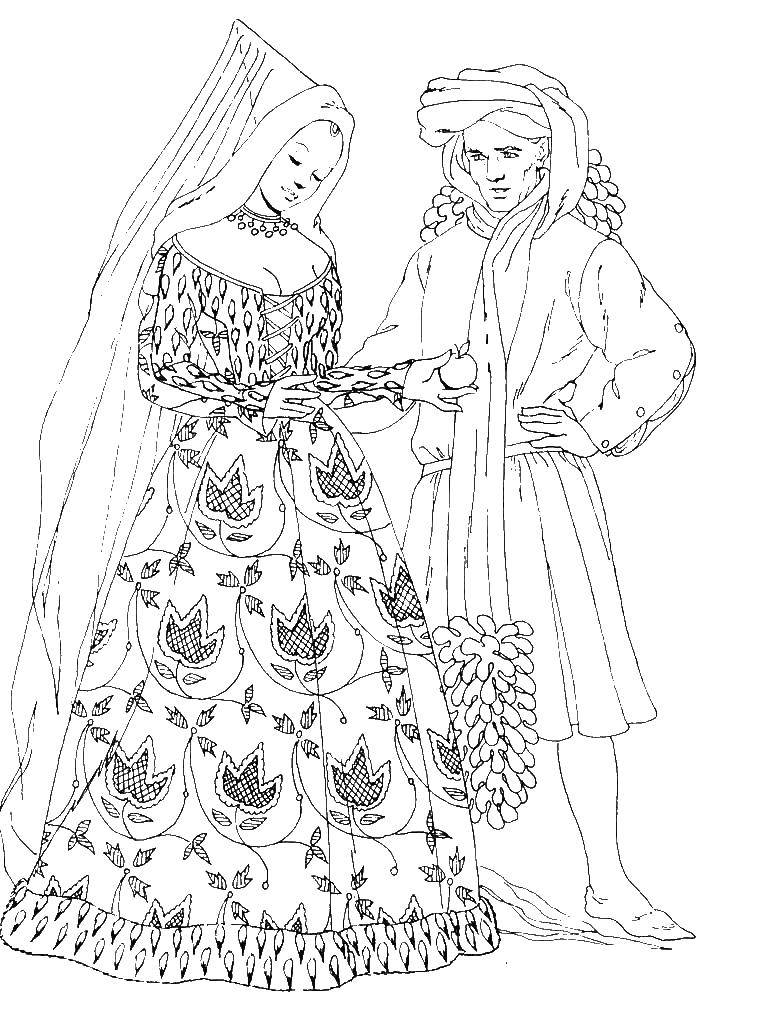 Coloring The middle ages. Category fashion. Tags:  fashion, medieval fashion.