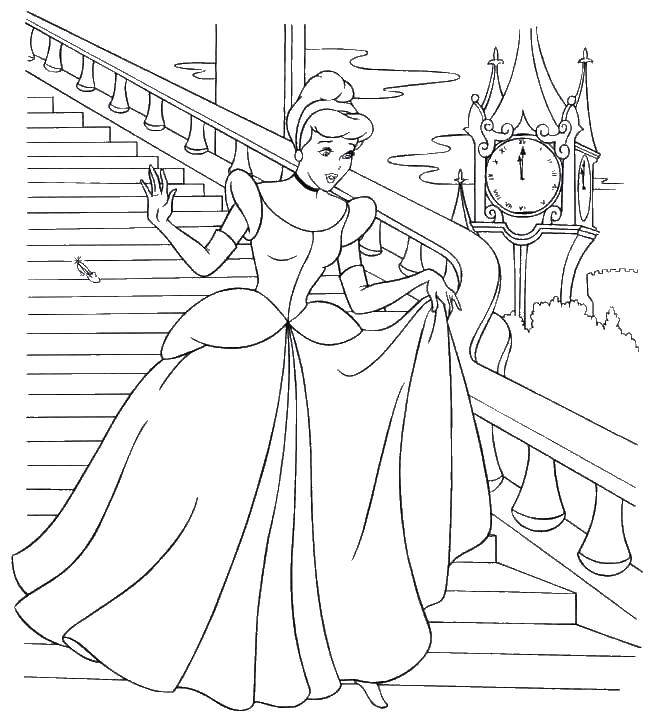 Coloring Cinderella lost a slipper. Category Disney cartoons. Tags:  Cinderella, Prince, carriage, wedding.