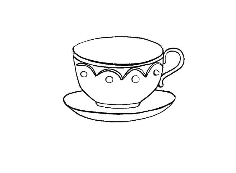 Coloring Cup and saucer. Category dishes. Tags:  crockery, Cup, mug, saucer.