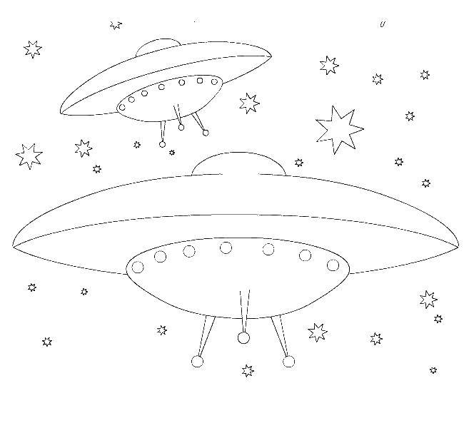 Розмальовки  Літаючі тарілки. Завантажити розмальовку космос-космічний корабель, літаючі тарілки, НЛО.  Роздрукувати ,космос,