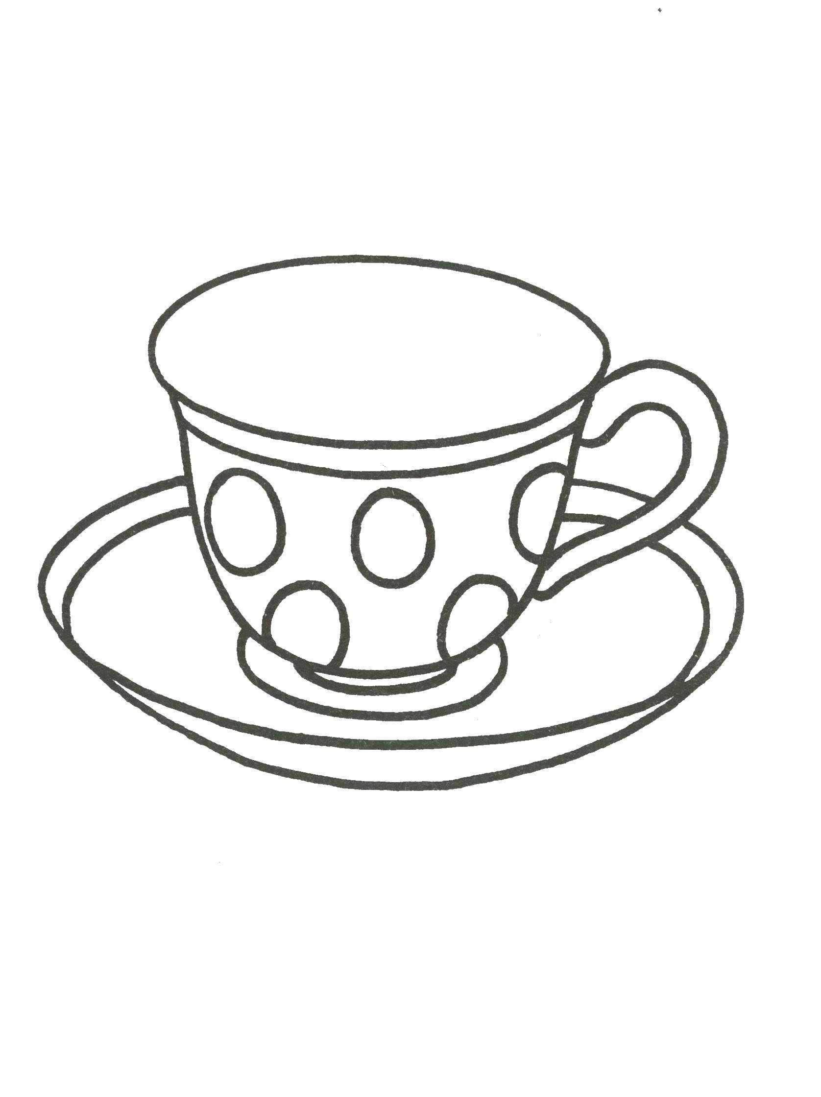 Название: Раскраска Чашка с тарелкой. Категория: посуда. Теги: посуда, чашка, кружка, тарелка.