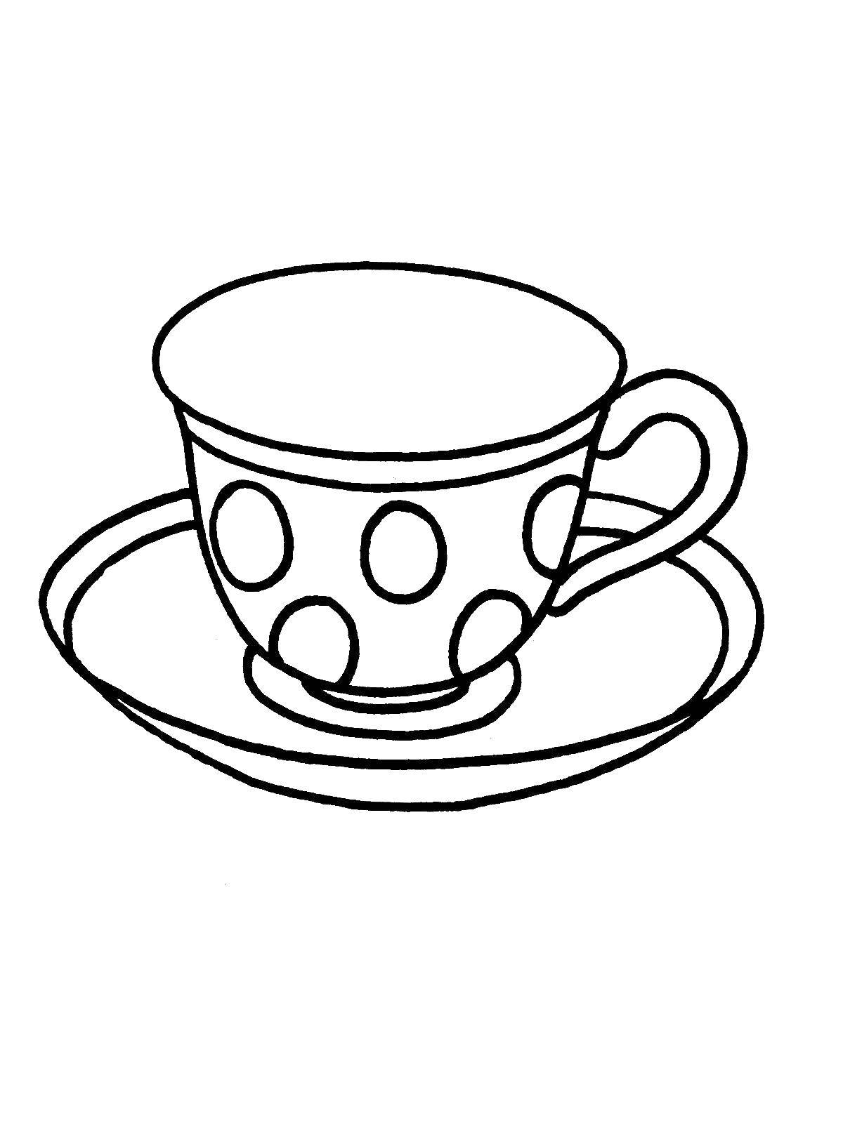 Название: Раскраска Чашка и блюдце. Категория: раскраски. Теги: посуда, чашка, кружка, блюдце.