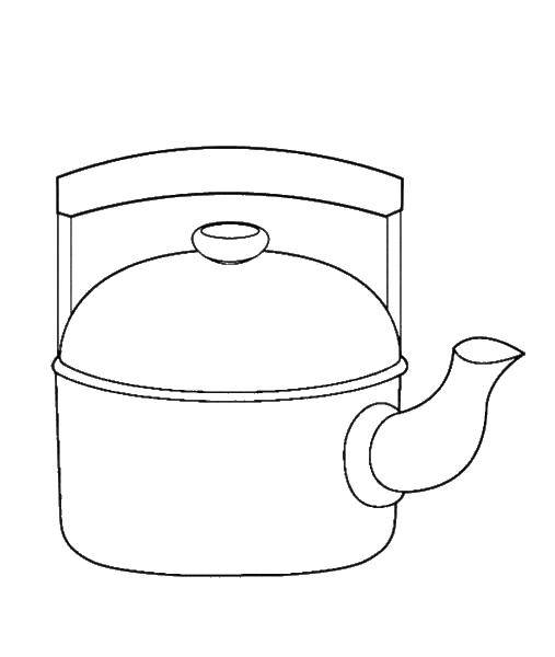 Название: Раскраска Чайничек. Категория: посуда. Теги: посуда, чайник, чайничек.