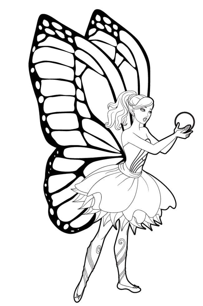 Coloring Fairy with beautiful wings. Category fairies. Tags:  Fairy, forest, fairy tale.
