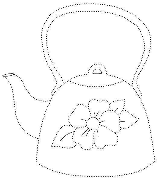 Coloring The contour of the kettle. Category dishes. Tags:  crockery, kettle.