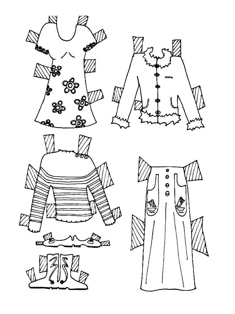 Название: Раскраска Одежда для куклы. Категория: одежда и кукла. Теги: зимняя одежда.
