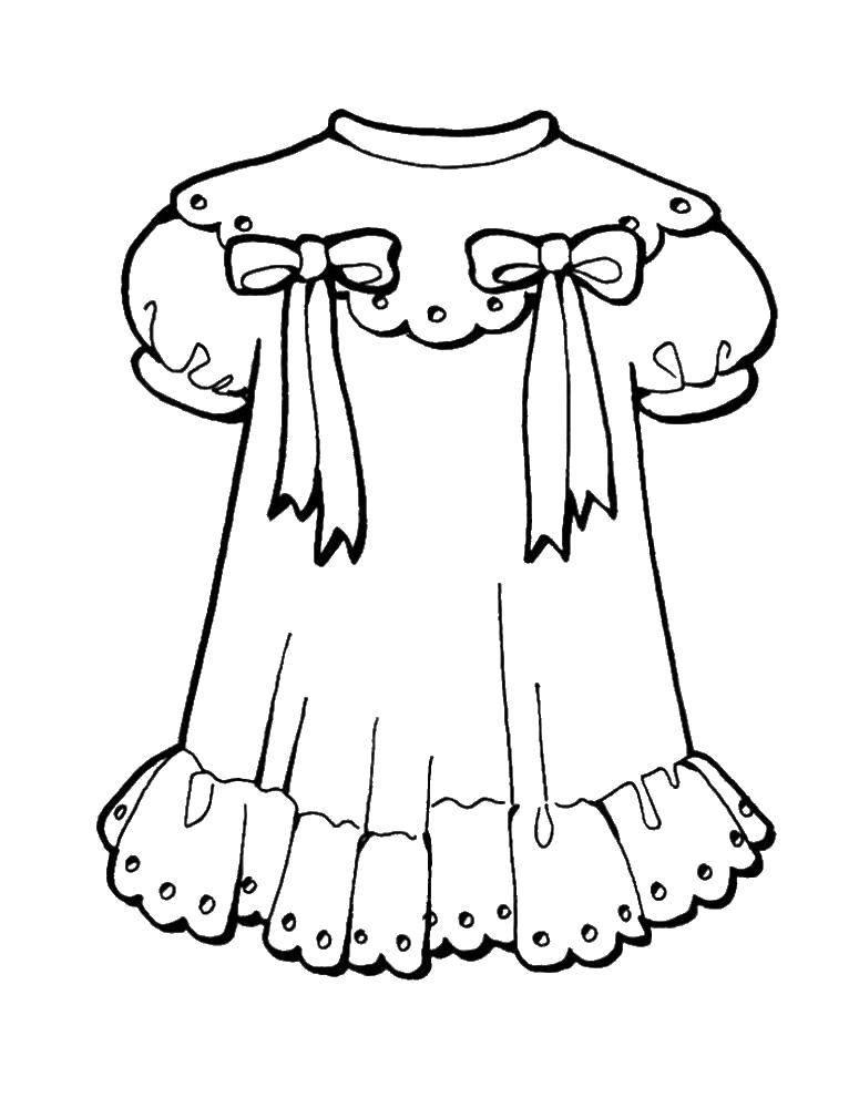 Название: Раскраска Платье с бантиками. Категория: Одежда. Теги: одежда, платье, бантики.