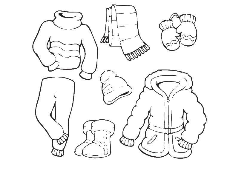 Название: Раскраска Зимняя одежда. Категория: Одежда. Теги: одежда, зимняя одежда.