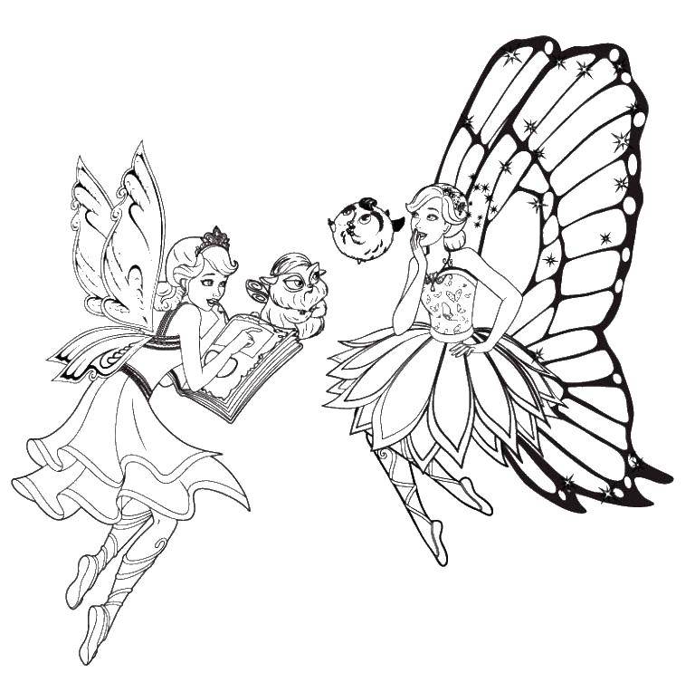 Coloring Fairies. Category fairies. Tags:  fairies, girls, girls, wings.