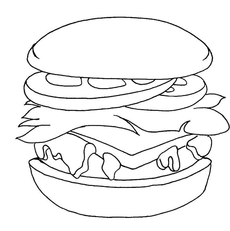 Название: Раскраска Гамбургер. Категория: Еда. Теги: еда, гамбургер, бургер.
