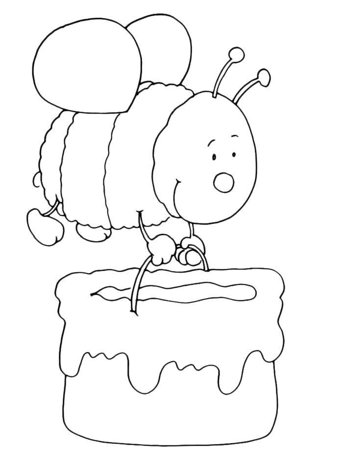 Coloring A bee collects nectar. Category bee. Tags:  bee, nectar.