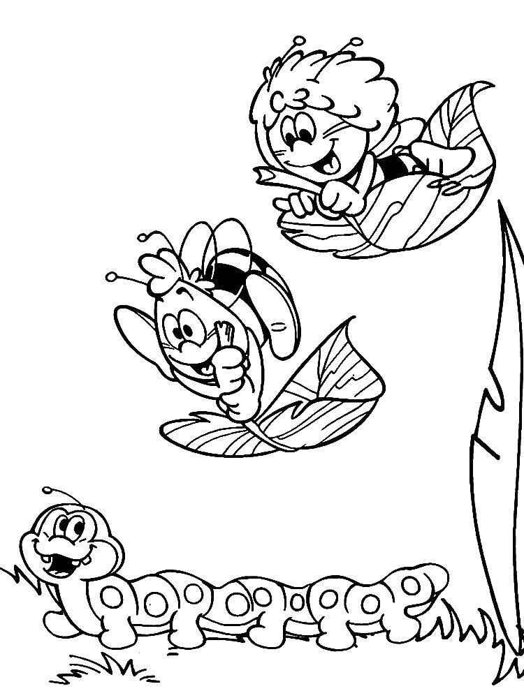 Coloring Bee may and Willie and max worm. Category the bee May. Tags:  the bee May, Willie.