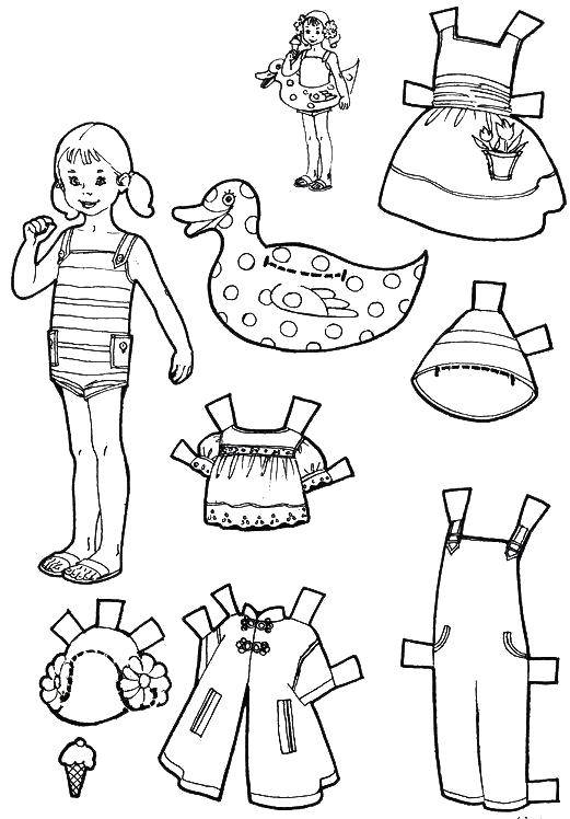 Coloring Clothes to cut out. Category the clothes and the doll. Tags:  Clothes, doll.