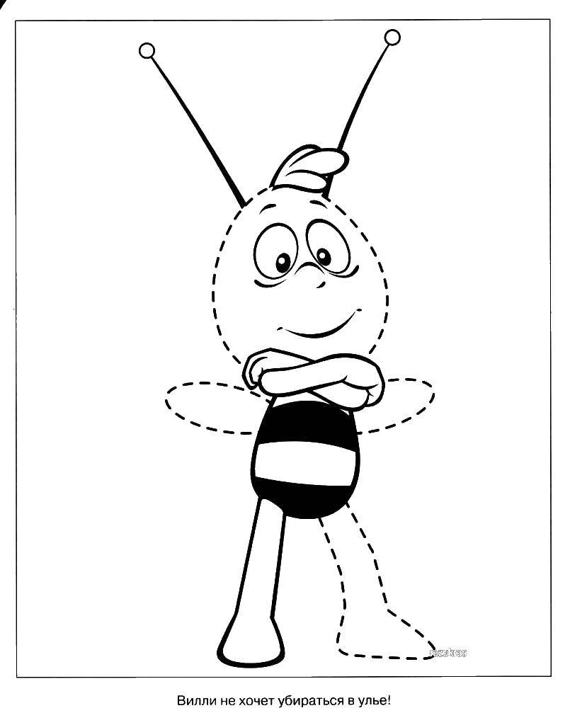 Название: Раскраска Пчела вилли. Категория: пчелка Мая. Теги: Вилли, пчелка Мая.