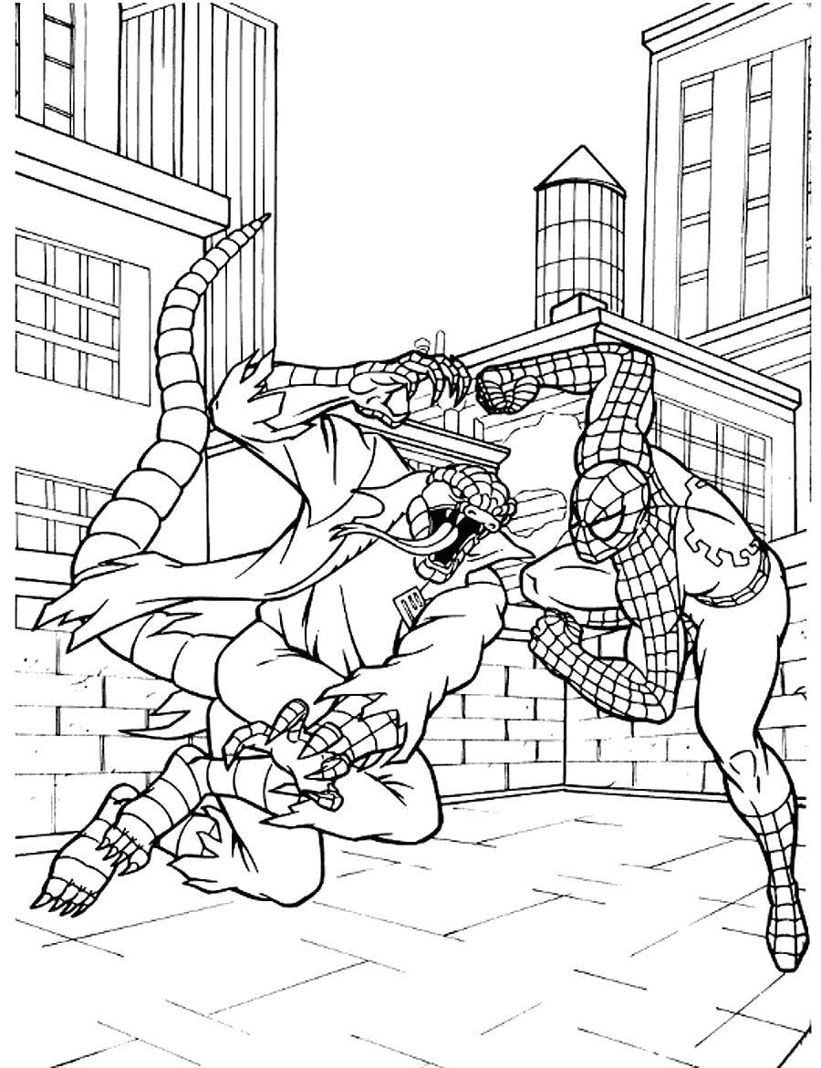 Coloring Spiderman in a fight. Category coloring spiders. Tags:  Comics, Spider-Man, Spider-Man.