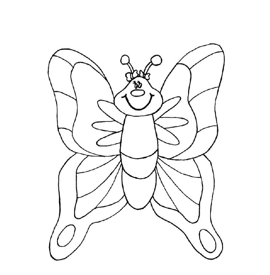 Название: Раскраска Весёлая бабочка. Категория: бабочка. Теги: Насекомые, бабочка.