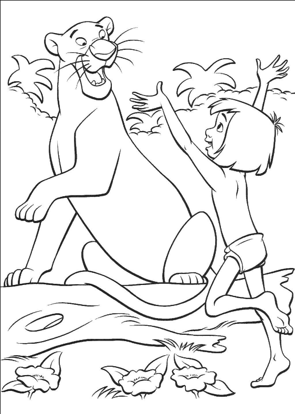 Coloring Mowgli and Bagheera. Category Mowgli. Tags:  Mowgli.