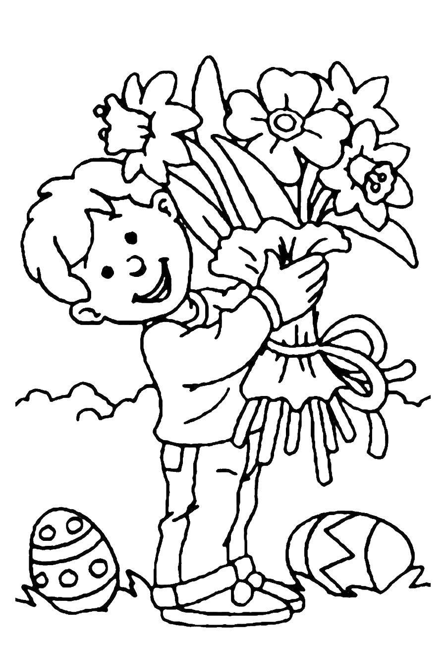 Coloring Flowers for the holiday. Category Christ is risen. Tags:  Easter, holiday.