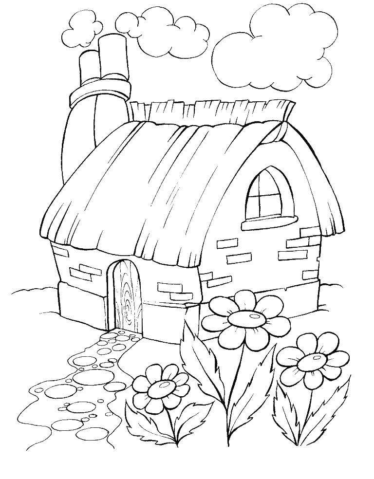 Coloring Beautiful hut. Category home. Tags:  House, building.