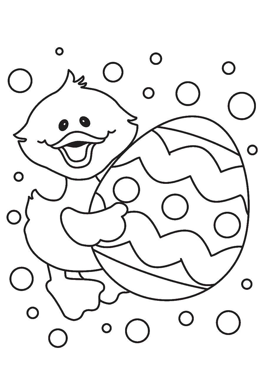 Coloring Easter egg and duckling. Category Christ is risen. Tags:  Easter, eggs, patterns.