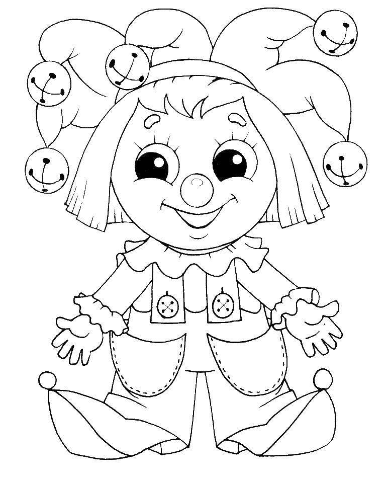 Coloring Jester. Category Clowns. Tags:  Clown, circus, joy, fun.