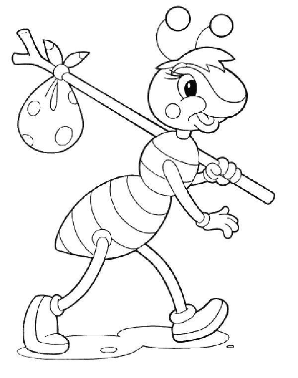 Coloring The ant traveller. Category coloring. Tags:  Insects, ant.