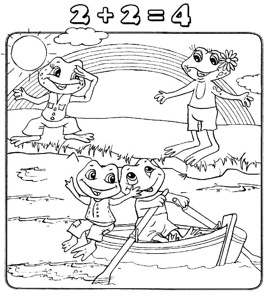 Coloring Two and two make four. Category mathematical coloring pages. Tags:  Math, counting, logic.