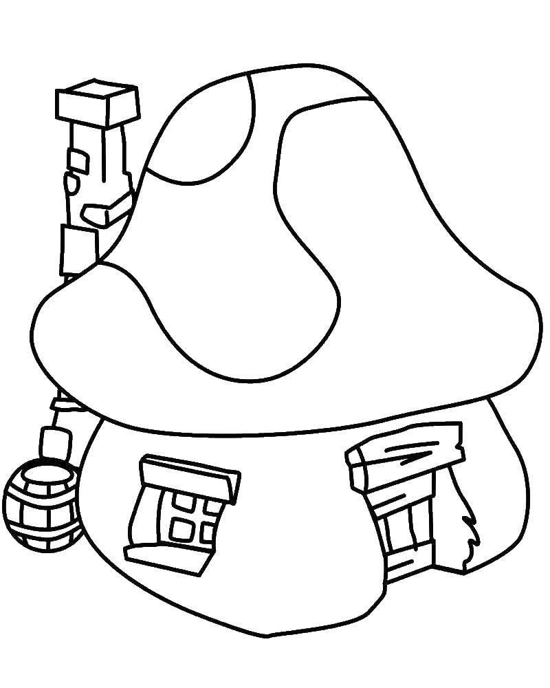 Coloring Mushroom house. Category mushrooms. Tags:  mushrooms.