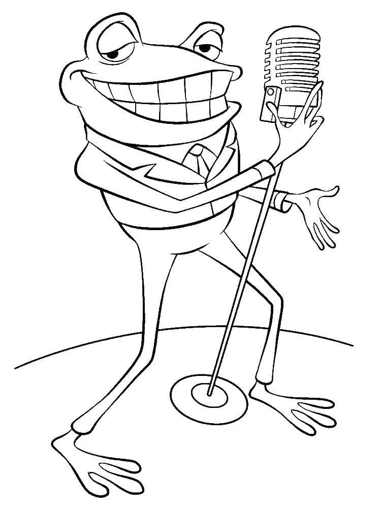 Coloring The frog singer. Category the frog. Tags:  Reptile, frog.