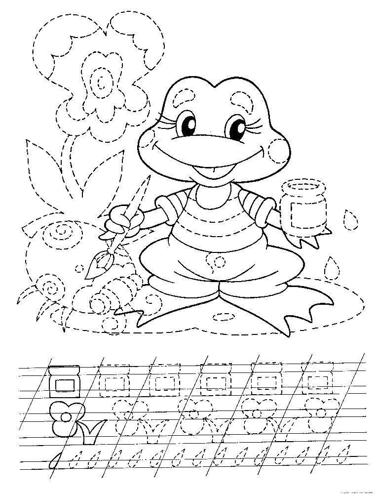 Coloring Frog with paint. Category recipe. Tags:  cursive, frog.