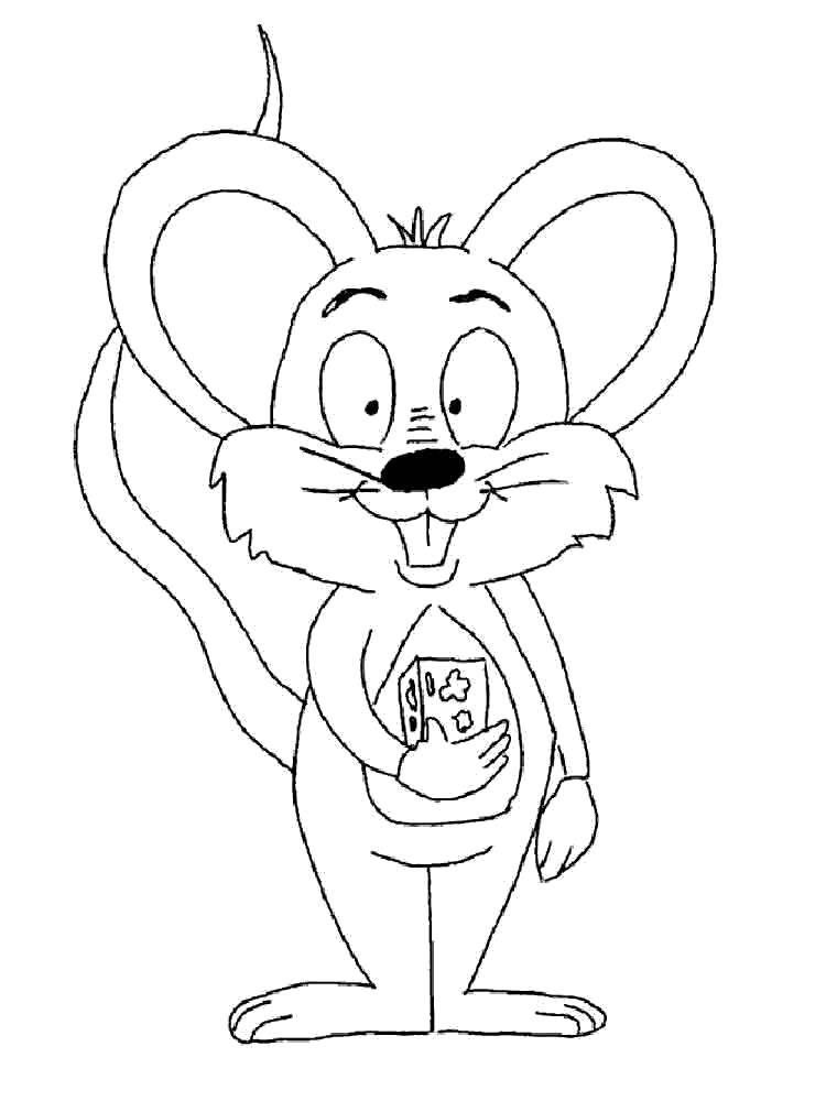 Название: Раскраска Мышка с сыром. Категория: мышка. Теги: Мышка, животные.