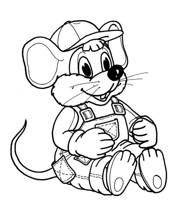 Название: Раскраска Мышонок в комбинезончике. Категория: мышка. Теги: Мышка, животные.