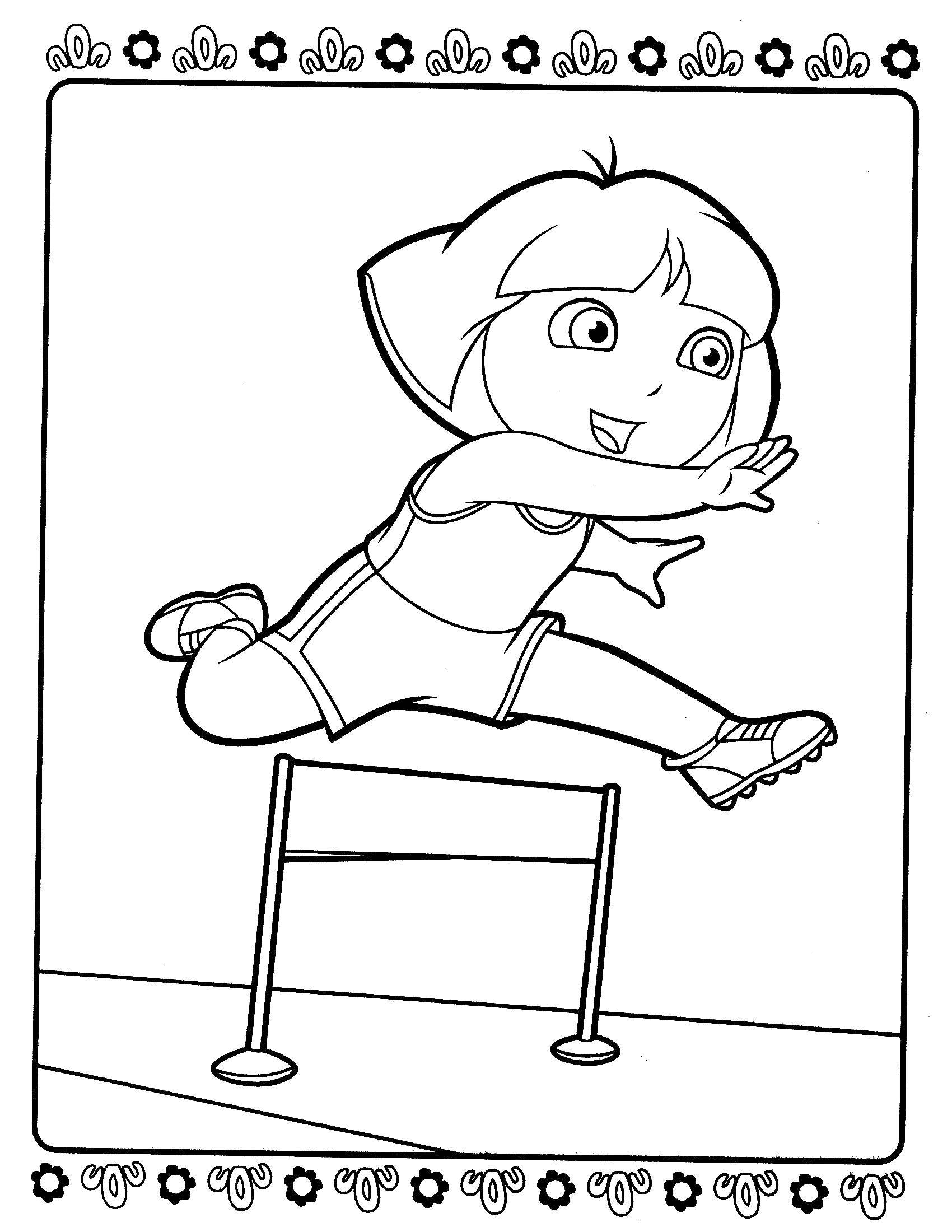 Coloring Dora jumps through an obstacle. Category Dora. Tags:  Dora, athletics.