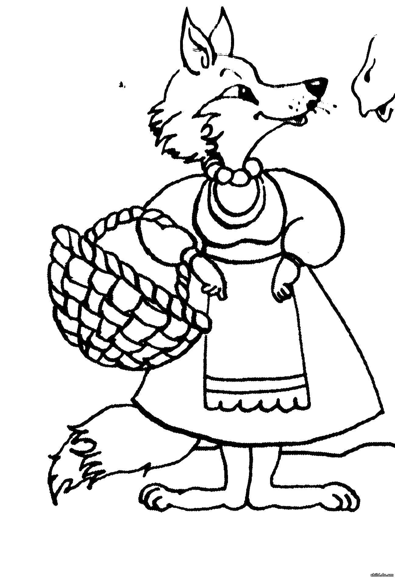 Coloring Fox with a basket. Category the Fox. Tags:  Fox, basket.