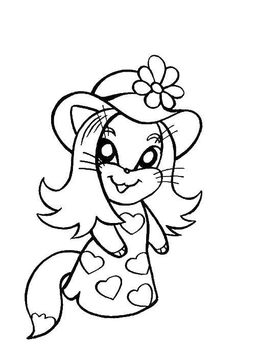 Coloring Fox in a dress. Category the Fox. Tags:  Fox, dress.