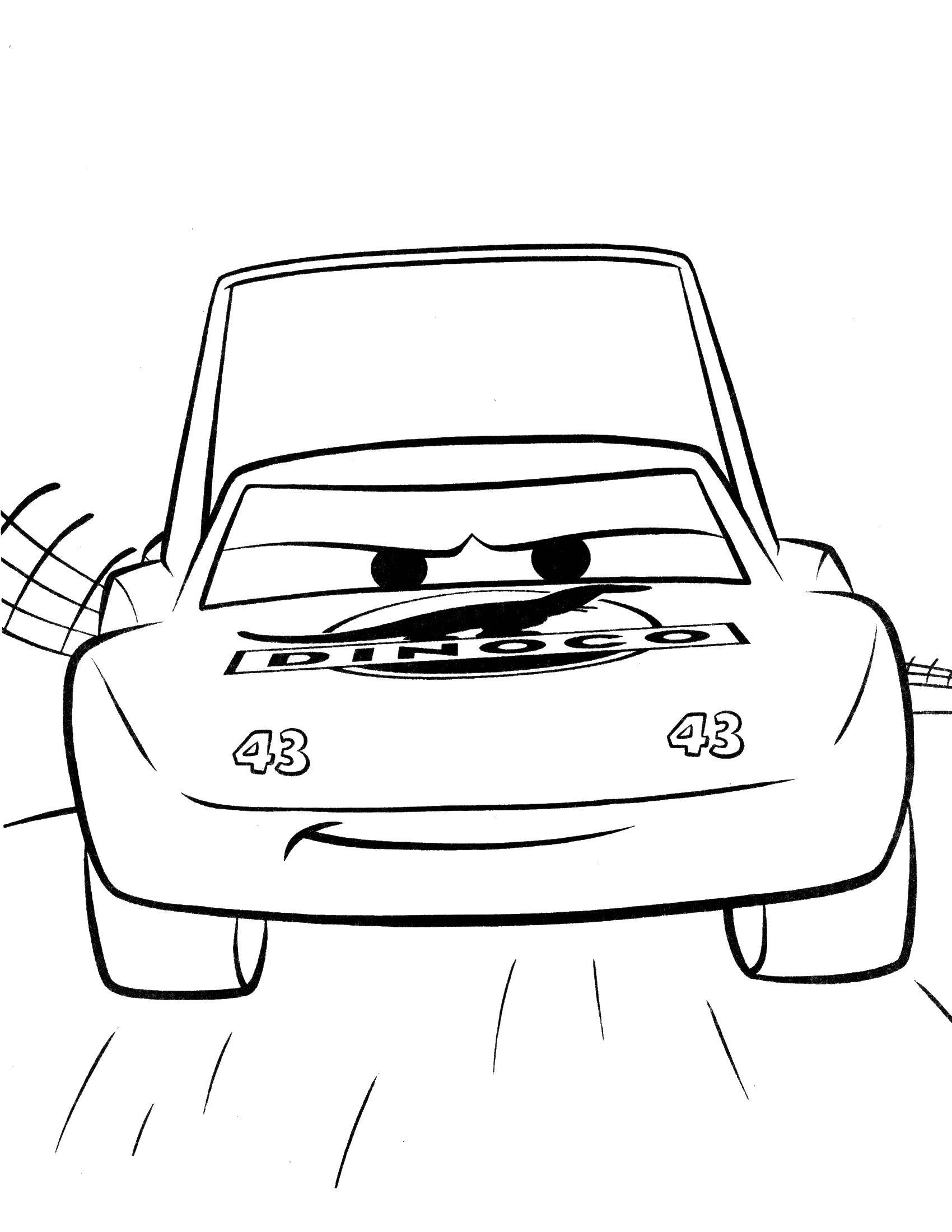 Название: Раскраска Машинка из мультфильма тачки . Категория: транспорт. Теги: Транспорт, машина.