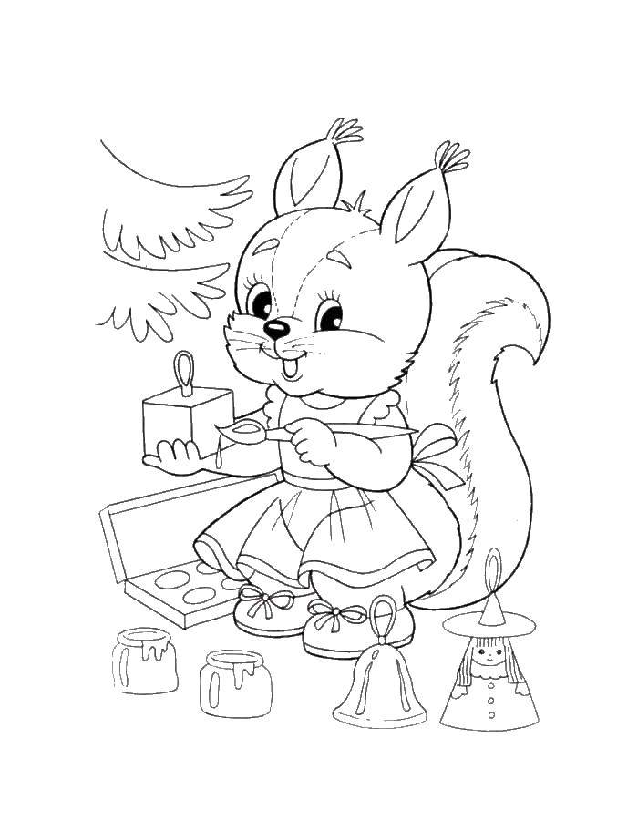 Coloring Protein with gifts. Category squirrel. Tags:  squirrel, gifts.