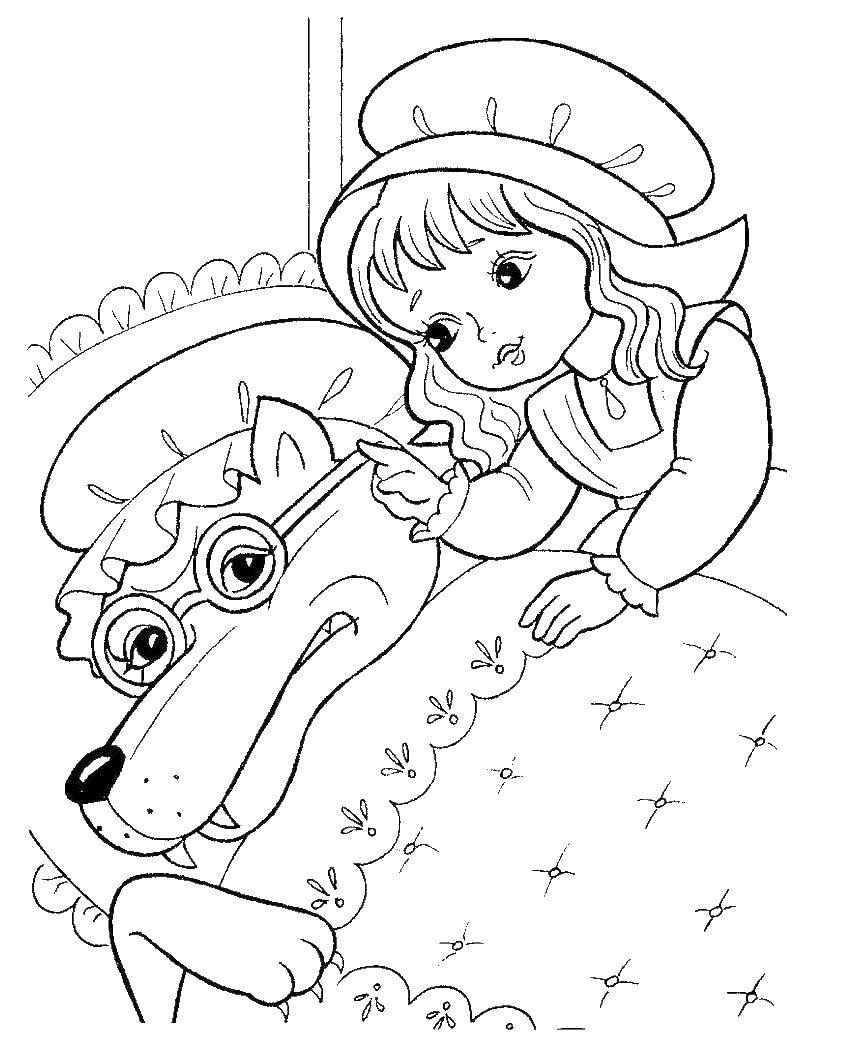 Coloring Little red riding hood and the wolf. Category Fairy tales. Tags:  the wolf, red riding hood.