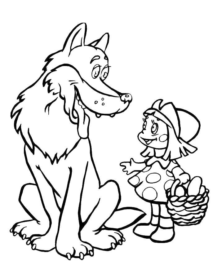 Coloring The wolf and little red riding hood. Category wolf. Tags:  the wolf, red riding hood.