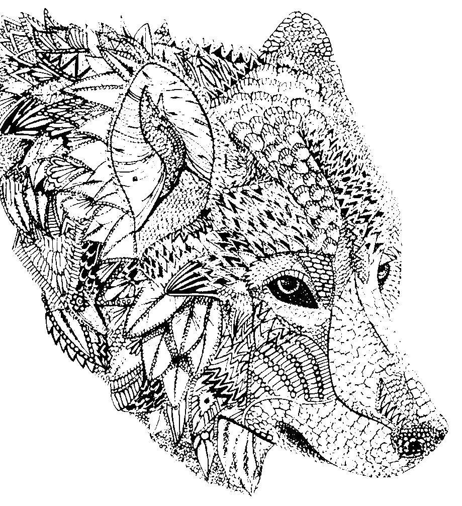 Coloring Wolf. Category coloring antistress. Tags:  wolf , antistress.