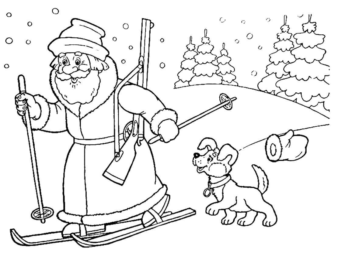Coloring Santa Claus lost his rukavichka. Category new year. Tags:  Santa Claus.