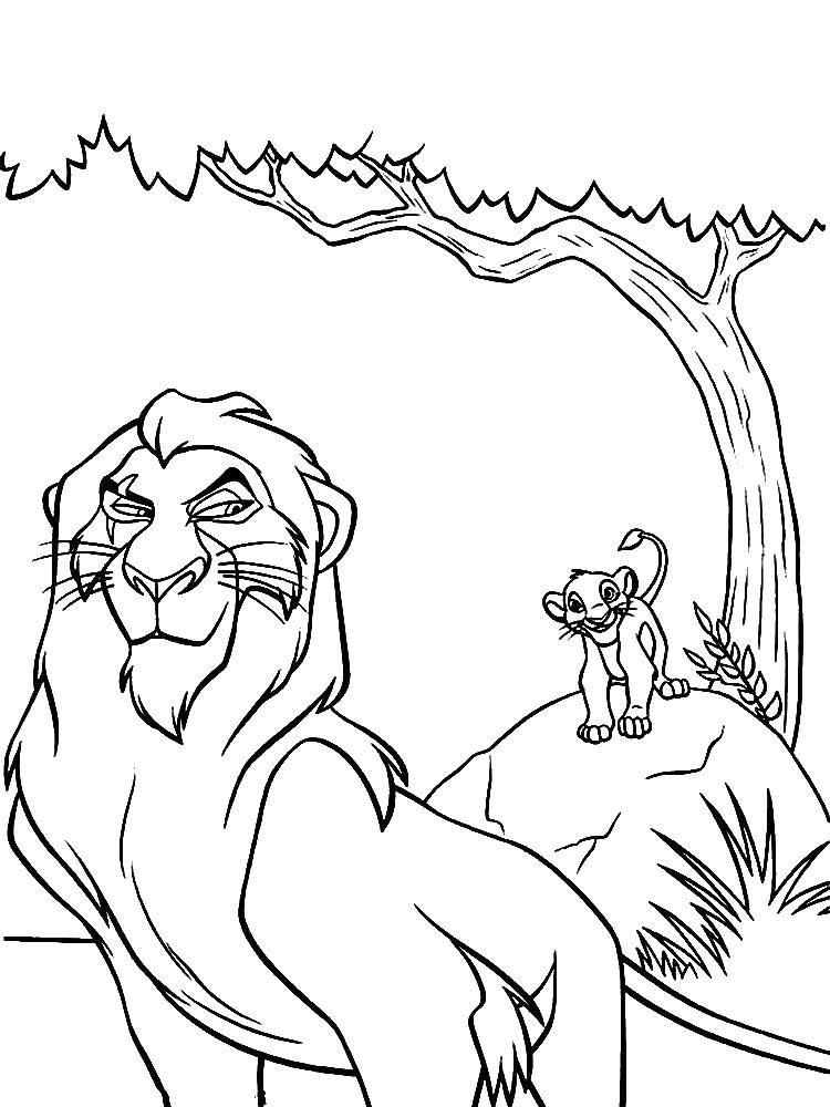 Coloring Scar and Simba. Category The lion king. Tags:  scar, Simba, lion.