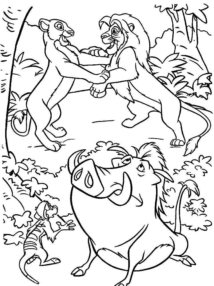 Coloring Simba and Nala hugging. Category The lion king. Tags:  Simba, Nala, the lion King.