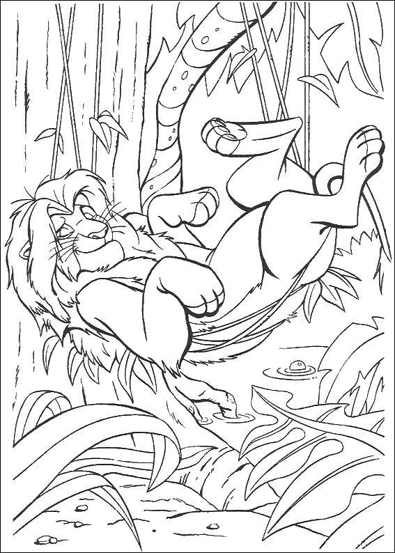 Coloring Simba lies resting. Category The lion king. Tags:  lion king cartoon.
