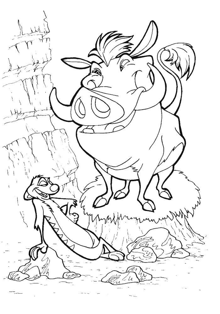 Coloring Timon and Pumbaa. Category The lion king. Tags:  Timon, Pumbaa.