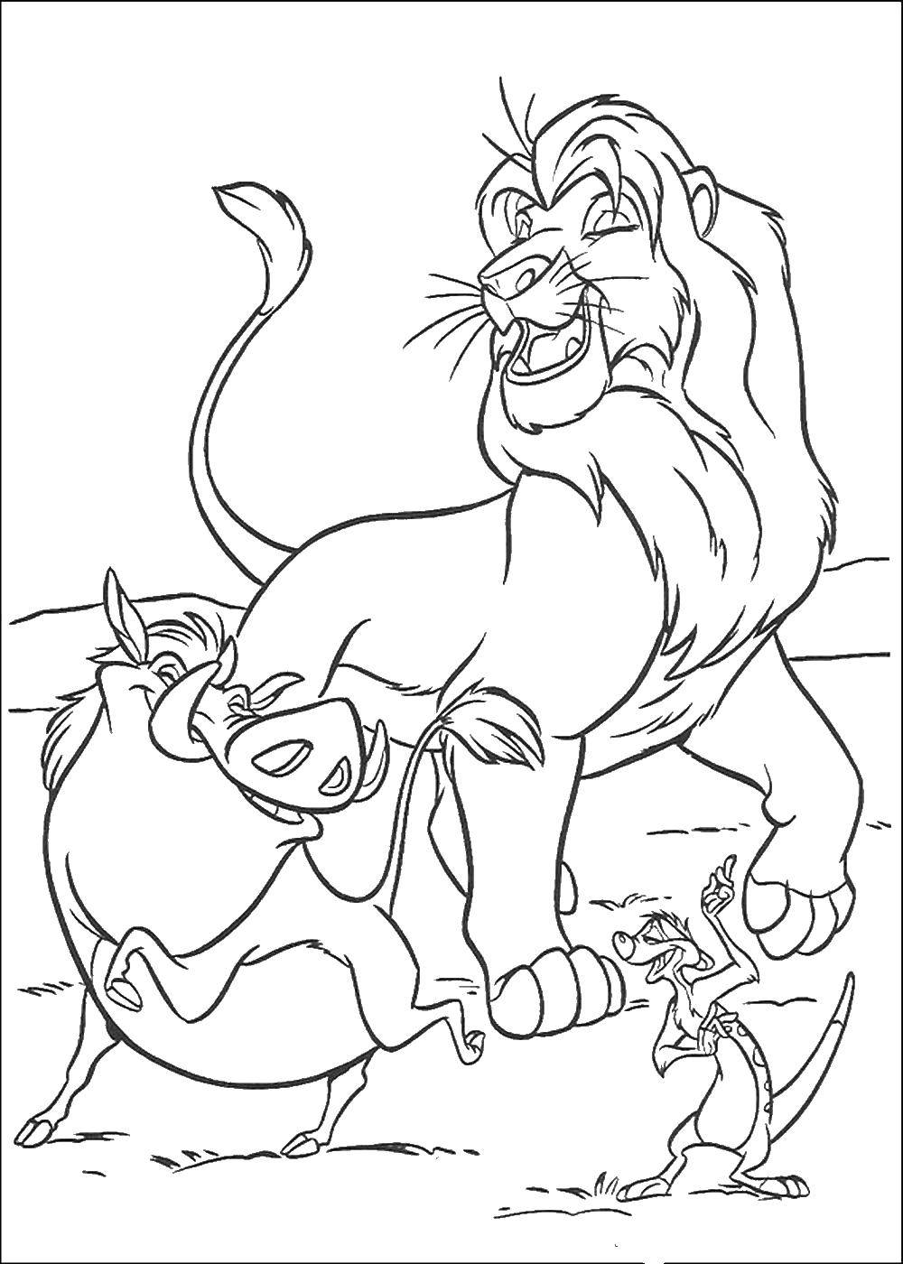 Название: Раскраска Король лев. Категория: мультфильмы. Теги: Король Лев, мультфильмы, львы.