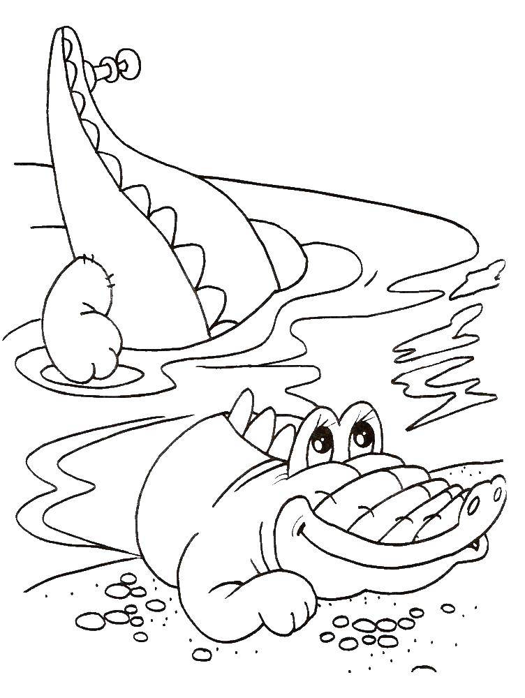 Название: Раскраска Крокодил в воде. Категория: крокодил. Теги: крокодил, Африка.