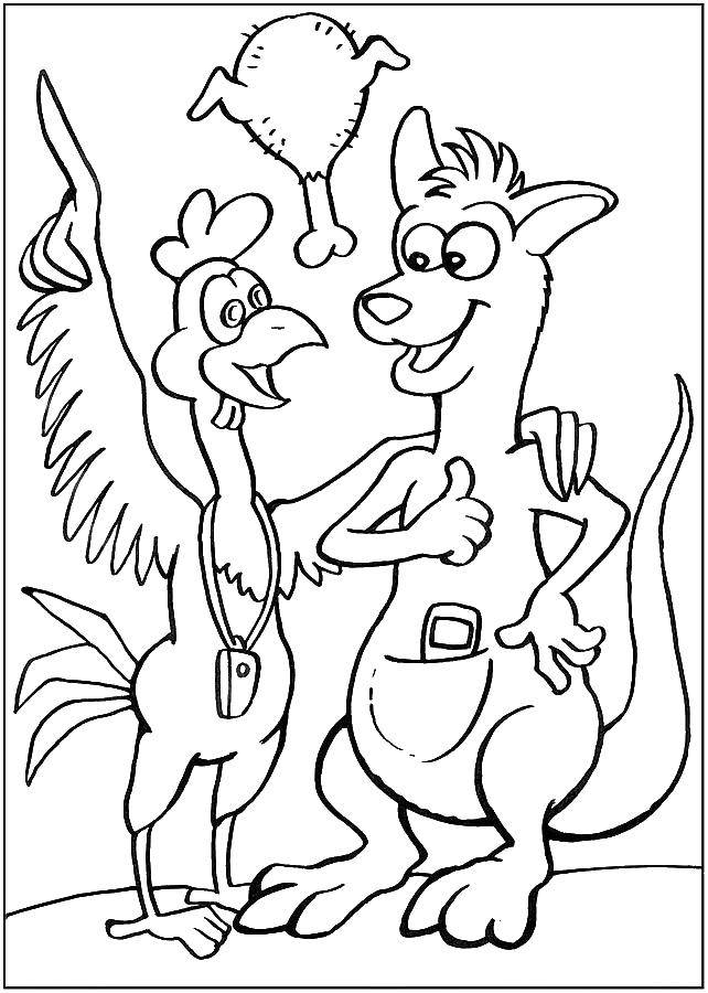 Coloring Kangaroo and Turkey. Category Animals. Tags:  kangaroo, Turkey, animals.