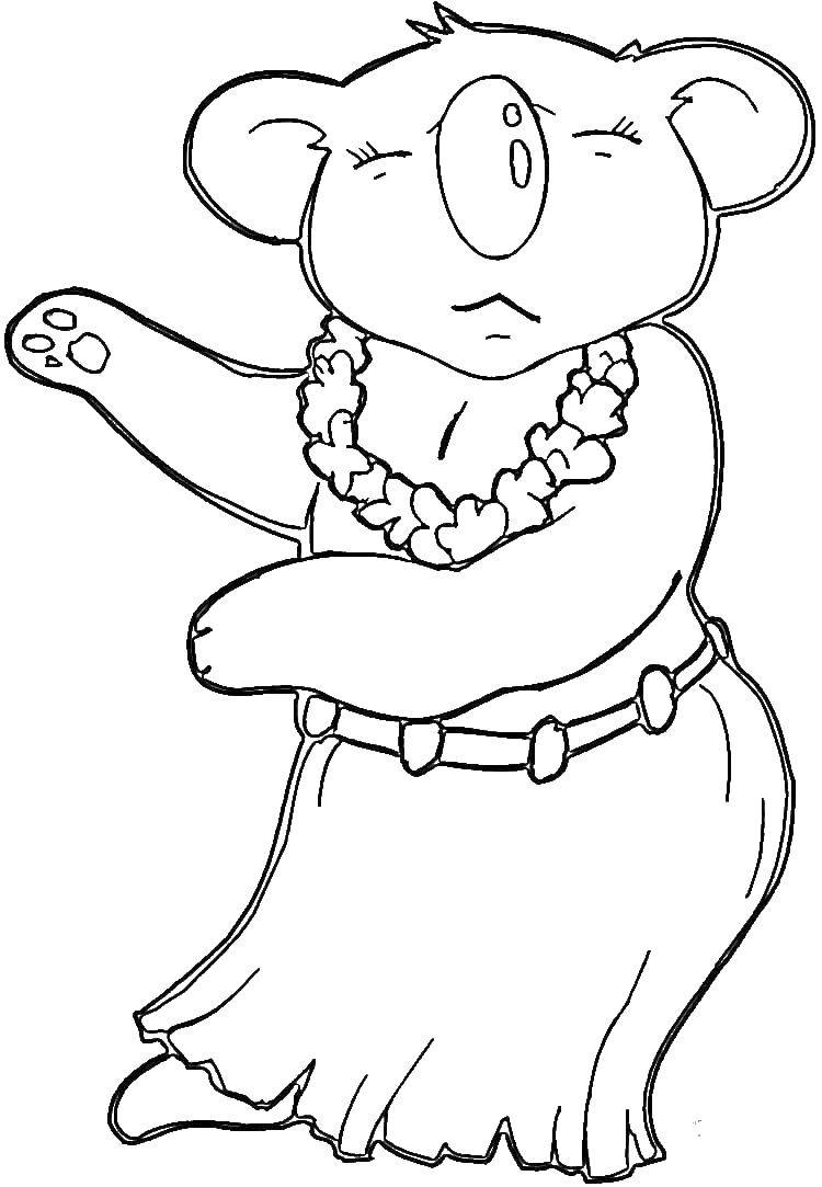 Coloring Koala in a Hawaiian attire. Category Animals. Tags:  Koala, animals in Hawaii.