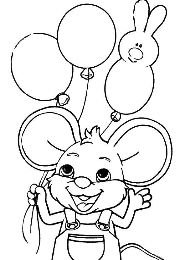 Название: Раскраска Мышка с шариками. Категория: Животные. Теги: животные, сказка, мышка, шарики.